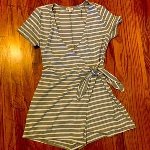 Hem & Thread Green Striped Romper